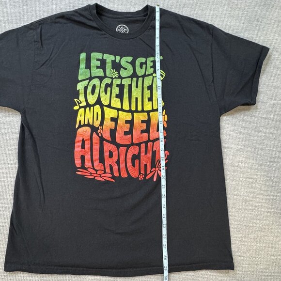 Lets Get Together & Feel Alright Graphic T-Shirt Black Reggae Lyric DOM Size XL - Picture 6 of 8